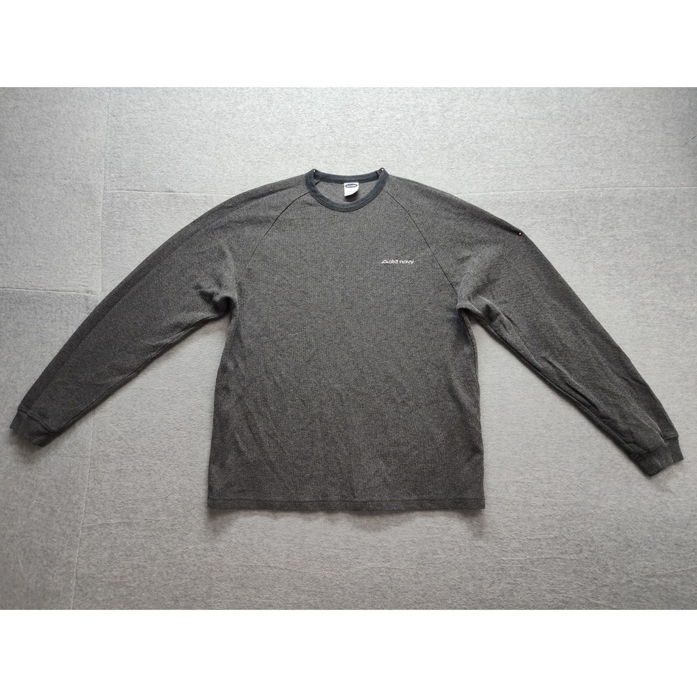 Old Navy Men Athletic Shirt L Charcoal Gray Long Sleeve Crew Neck Tee Activewear